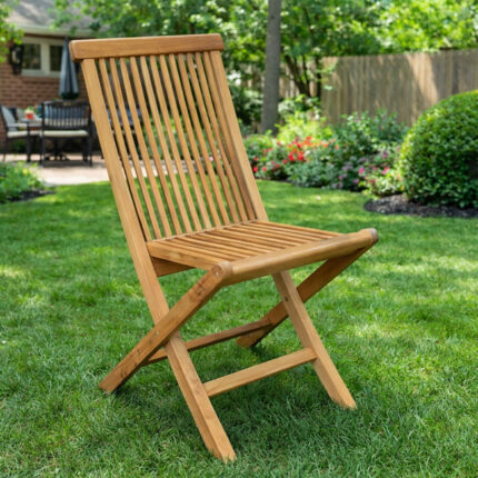 Premium Solid Teak Wood Folding Garden Chair for Compact Outdoor Seating
