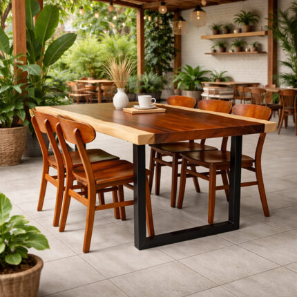 Dio Dining Set Suar Table 4 Ropan Teak Chair cafe setting