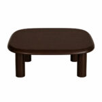 Luxury Dio teak wood coffee table in a dark brown espresso finish with a smooth oval top and sturdy solid wood legs