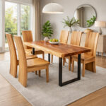 Niwara Suar Wood Dining Set in a Bright Minimalist Modern Dining Room Interior