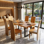 Luxury Dining Room Setup featuring Niwara Suar Wood Table and 6 Block Chairs Photo 7 (image_6.png)