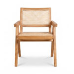 Solara teak chair with rattan seat and backrest natural finish solid wood cafe chair design