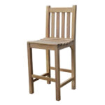 Laguna natural teak bar chair with high-slat backrest for outdoor garden or patio