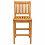 Agni solid teak outdoor bar chair front view