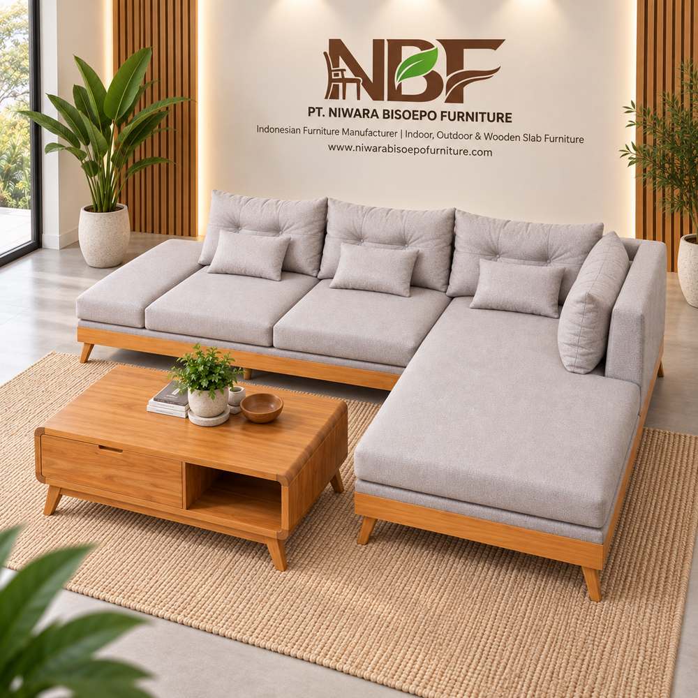 Arunika Teak Sectional Sofa Set Studio Niwara Arunika teak sectional sofa set by Niwara Bisoepo Furniture