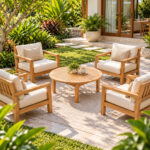 solid teak outdoor coffee table for patio garden
