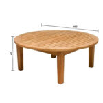 Bagong teak round outdoor coffee table 100 cm diameter 40 cm height