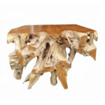 Ceko solid teak root console table with natural sculptural wood base