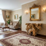 Solid teak root console table for elegant living room interior
