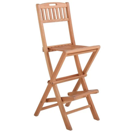 Gajayana teak folding bar chair with space saving folding design