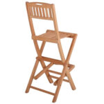 Gajayana solid teak folding bar chair back view