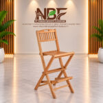 Gajayana solid teak folding outdoor bar chair in furniture studio