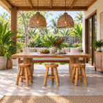 Round solid teak wood stools for cafe restaurant hotel and commercial dining spaces