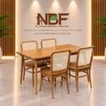 Marbella teak and rattan dining set with four Kevin chairs by Indonesian furniture manufacturer
