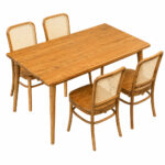 Marbella four seater teak and rattan dining set with rectangular solid wood table