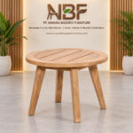 NBF solid teak round slatted side table Indonesian furniture