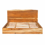Natura solid suar wood bed frame with natural live edge slab headboard front view