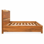 Natura solid suar wood bed with live edge headboard in luxury tropical bedroom interior