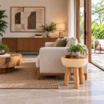 Round suar wood side table for living room hotel resort and hospitality interiors
