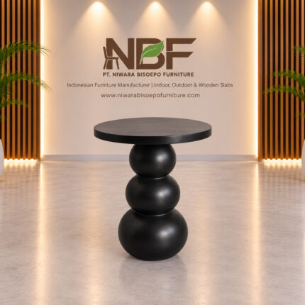 Orbella sculptural suar wood side table in NBF studio