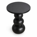 Orbella round suar wood side table top view black finish