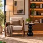 Orbella solid wood side table for modern living room