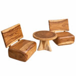 Organic Grain solid suar wood lounge set with round table