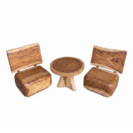Solid suar wood lounge chairs and round table set