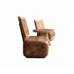 Sculptural solid suar wood lounge set side view