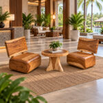 Suar wood lounge set for resort patio and hospitality area