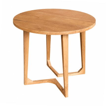 Orion solid teak round dining table front view
