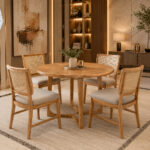 Orion solid teak round dining table for hotel restaurant interior