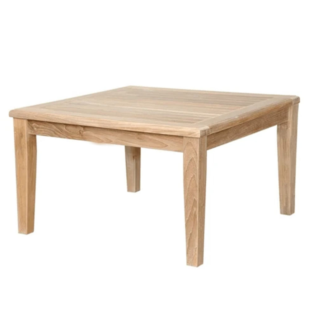 Raden Teak Square Patio Coffee Table 45 Degree View Raden Teak Square Patio Coffee Table in Solid Teak Wood