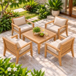 Solid Teak Square Patio Coffee Table for Outdoor Lounge Areas