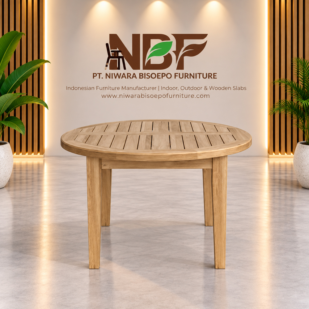 Rania Teak Classic Round Coffee Table NBF Studio Rania Solid Teak Round Coffee Table in NBF Studio