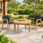 Rania Teak Classic Round Coffee Table with Slatted Top