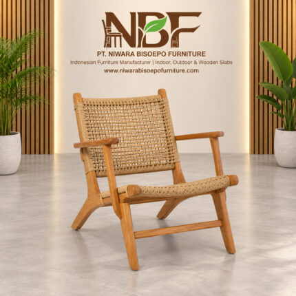 Retrograde Woven Teak Lounge Chair Niwara Bisoepo Furniture Studio