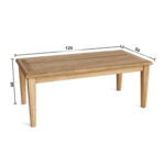 Romo Teak Rectangular Slatted Coffee Table 120 x 50 x 60 cm Dimensions