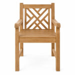 Safina Solid Teak Outdoor Dining Chair with Lattice Backrest and Armrests