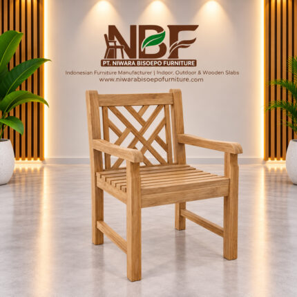 Safina Teak Lattice Outdoor Dining Chair in NBF Furniture Studio