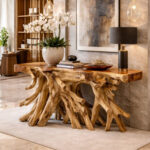 Handcrafted teak root console table for luxury interior design