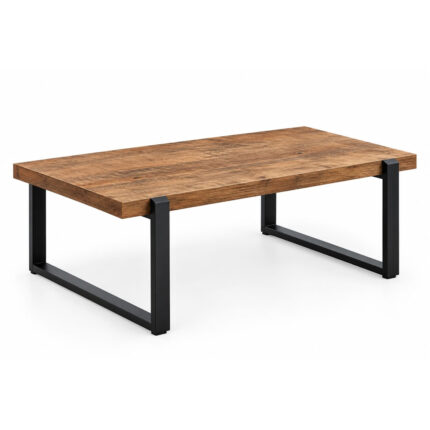 Arden Teak Frame Coffee Table with solid teak top and black metal frame