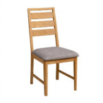 Full view of Arsy solid teak wood dining chair with foam cushioned seat
