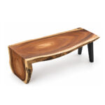 Top view of the Arvana Suar wood dining table highlighting its natural grain patterns and live edge surface