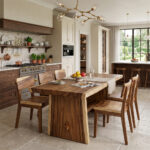 Live-Edge Solid Suar Wood Dining Set with Four Chairs in a Contemporary Dining Room
