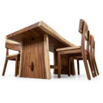 Underside of Solid Suar Wood Dining Table Showing the Tabletop and Sculptural Base