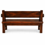 Back view of Bagong Suar Wood Bench showing its full-length wooden backrest and substantial legs