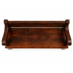 Top view of Bagong Suar Wood Bench highlighting the wide wooden seat and curved armrest construction