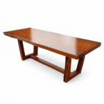 Solid Suar wood dining table with a straight-edge tabletop and walnut finish