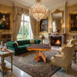 Dhifa teak root side table styled in an elegant living room interior